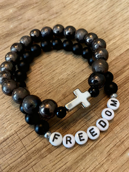 Cross & Freedom Beaded Bracelet