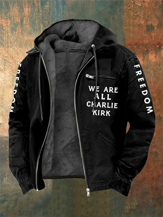 Men's Charlie Kirk Printed Long Sleeved Hooded Jacket