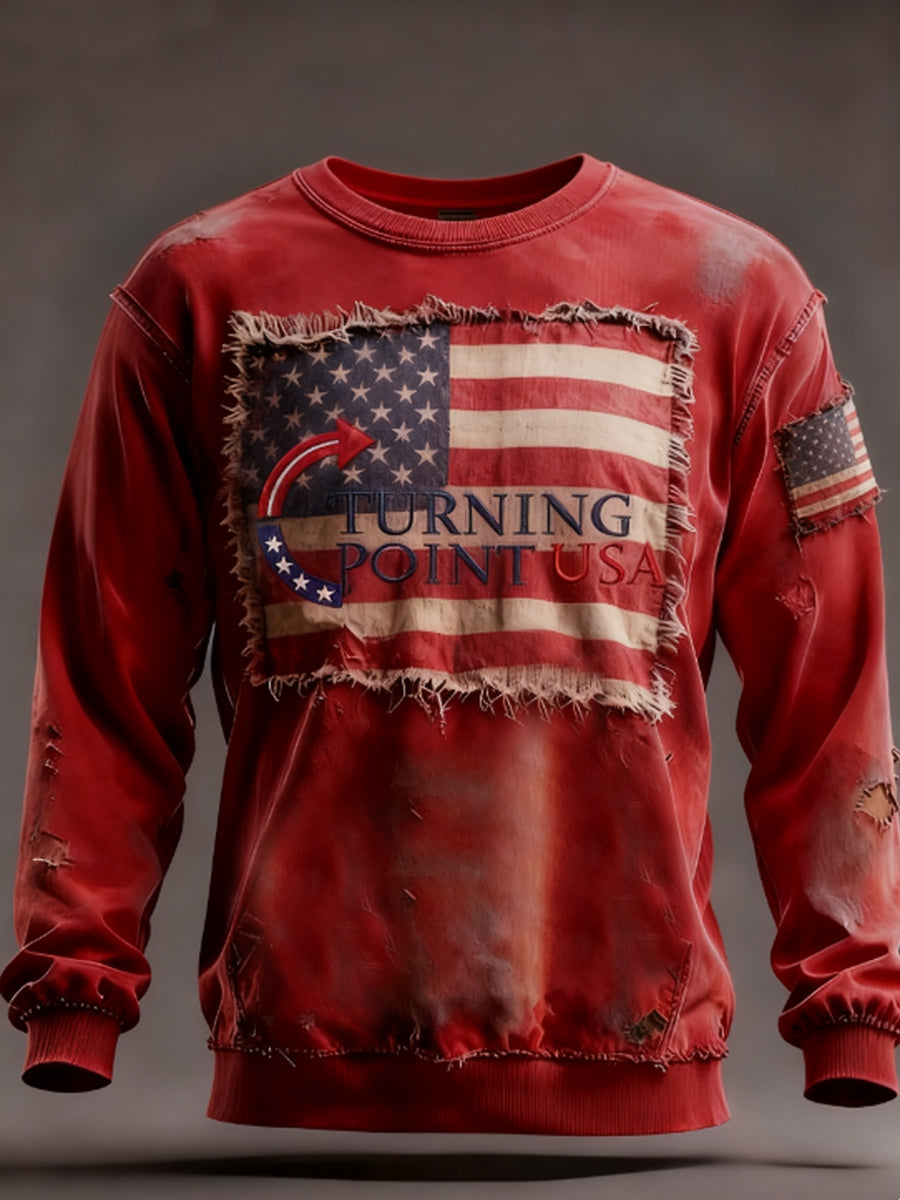 Men's Charlie Kirk Turning Point USA Trump Commemorative  Crew Neck Sweatshirt