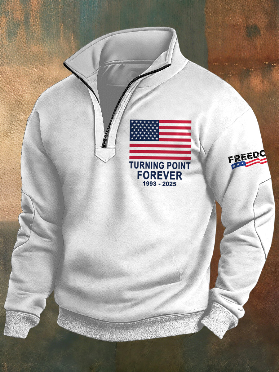 Men's Charlie Kirk Printed Casual Zipper Sweater