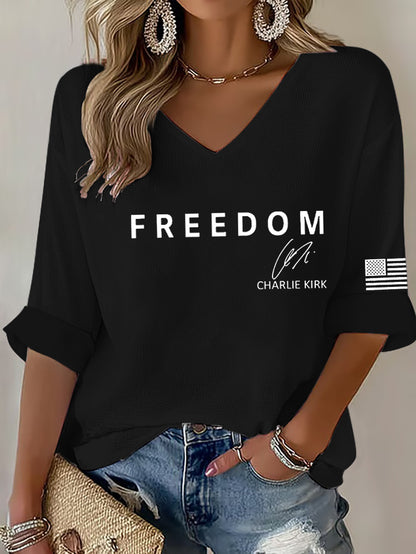 Women's Freedom Is Not Free R.I.P Charlie Kirk  Waffle T-shirt