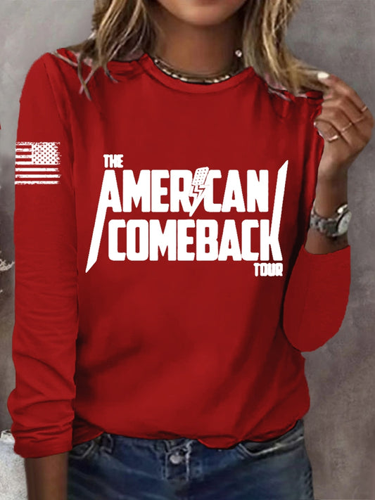 Women's Limited Edition Charlie Kirk US Comeback Tour Long-Sleeved T-shirt