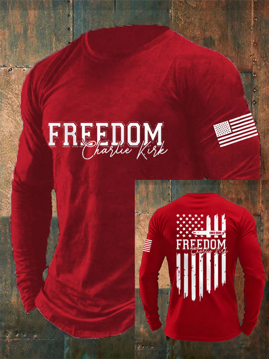 Men's Freedom USA Flag Print Long-Sleeve T-Shirt