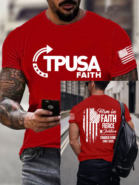 Men's Firm in FAITH FIERCE IN Justice CHARLIE KIRK 1993-2025 T-shirt