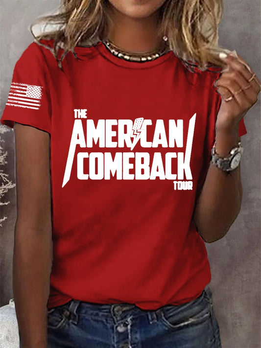 Women's Limited Edition Charlie Kirk US Comeback Tour Short Sleeve T-Shirt