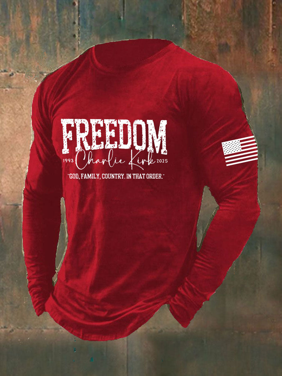 Men's Charlie Kirk Freedom Printed long sleeve T-shirt