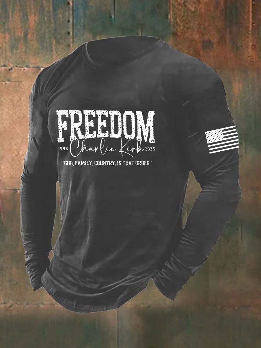 Men's Charlie Kirk Freedom Printed long sleeve T-shirt