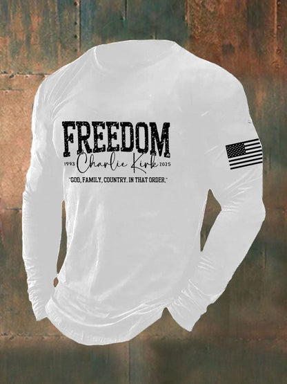 Men's Charlie Kirk Freedom Printed long sleeve T-shirt