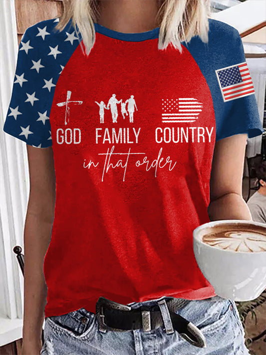 Women's God Family Country Charlie Kirk short sleeve T-shirt