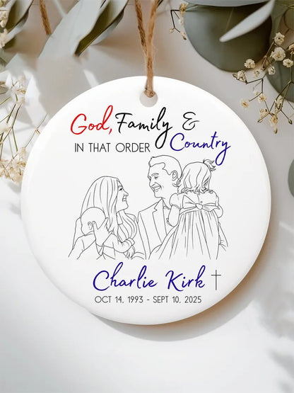 God Family Country Charlie Kirk Acrylic Decorative Ornament