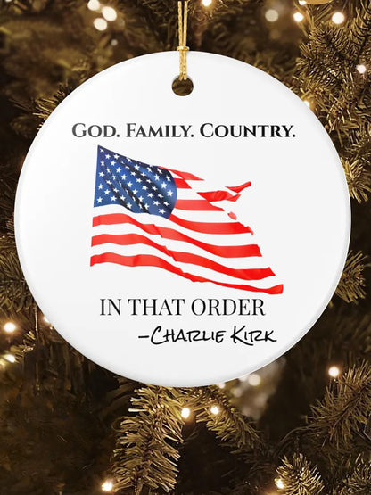 God Family Country Charlie Kirk Acrylic Decorative Ornament