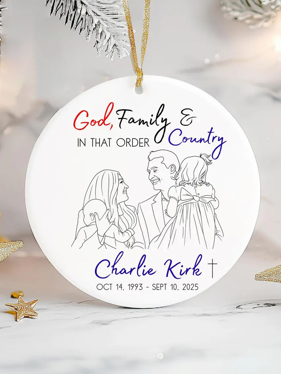 God Family Country Charlie Kirk Acrylic Decorative Ornament