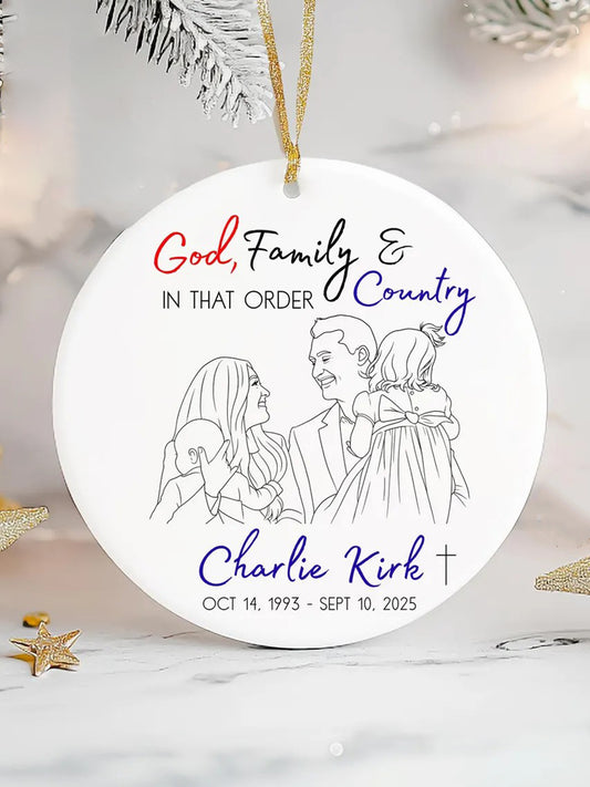 God Family Country Charlie Kirk Acrylic Decorative Ornament