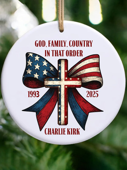 God Family Country Charlie Kirk Acrylic Decorative Ornament