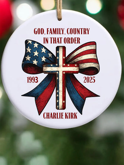 God Family Country Charlie Kirk Acrylic Decorative Ornament