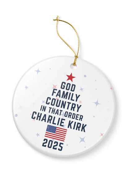 God Family Country Charlie Kirk Acrylic Decorative Ornament