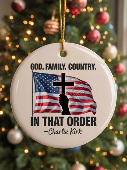 God Family Country Charlie Kirk Acrylic Decorative Ornament