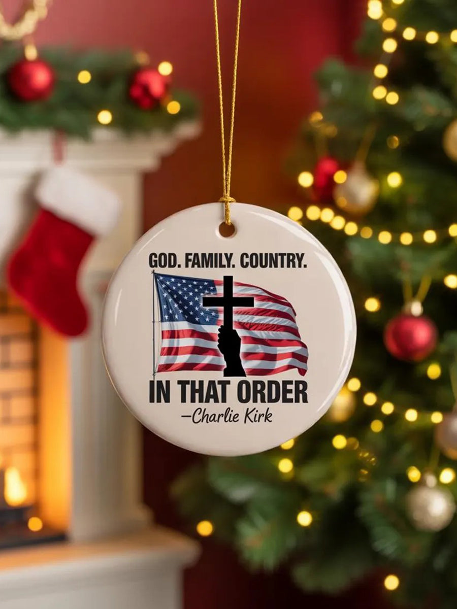 God Family Country Charlie Kirk Acrylic Decorative Ornament