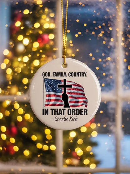 God Family Country Charlie Kirk Acrylic Decorative Ornament