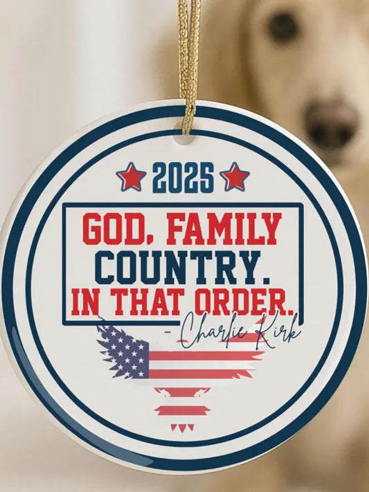 God Family Country Charlie Kirk Acrylic Decorative Ornament