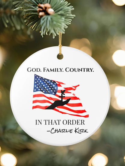 God Family Country Charlie Kirk Acrylic Decorative Ornament