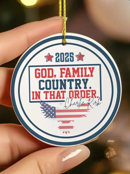 God Family Country Charlie Kirk Acrylic Decorative Ornament