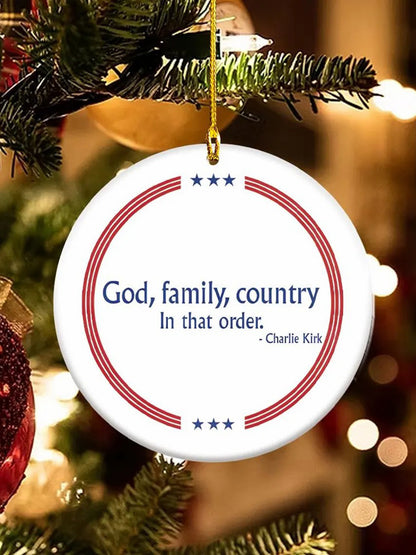 God Family Country Charlie Kirk Acrylic Decorative Ornament