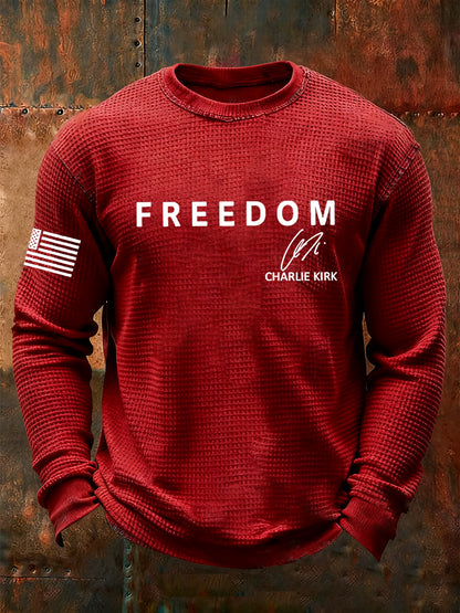 Men's Freedom Is Not Free R.I.P Charlie Kirk Waffle Long Sleeve T-Shirt