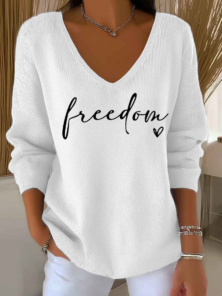 Women's Freedom Charlie Kirk V-Neck Long-Sleeve Top