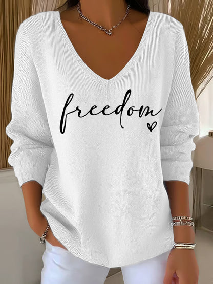 Women's Freedom Charlie Kirk V-Neck Long-Sleeve Top