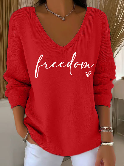 Women's Freedom Charlie Kirk V-Neck Long-Sleeve Top