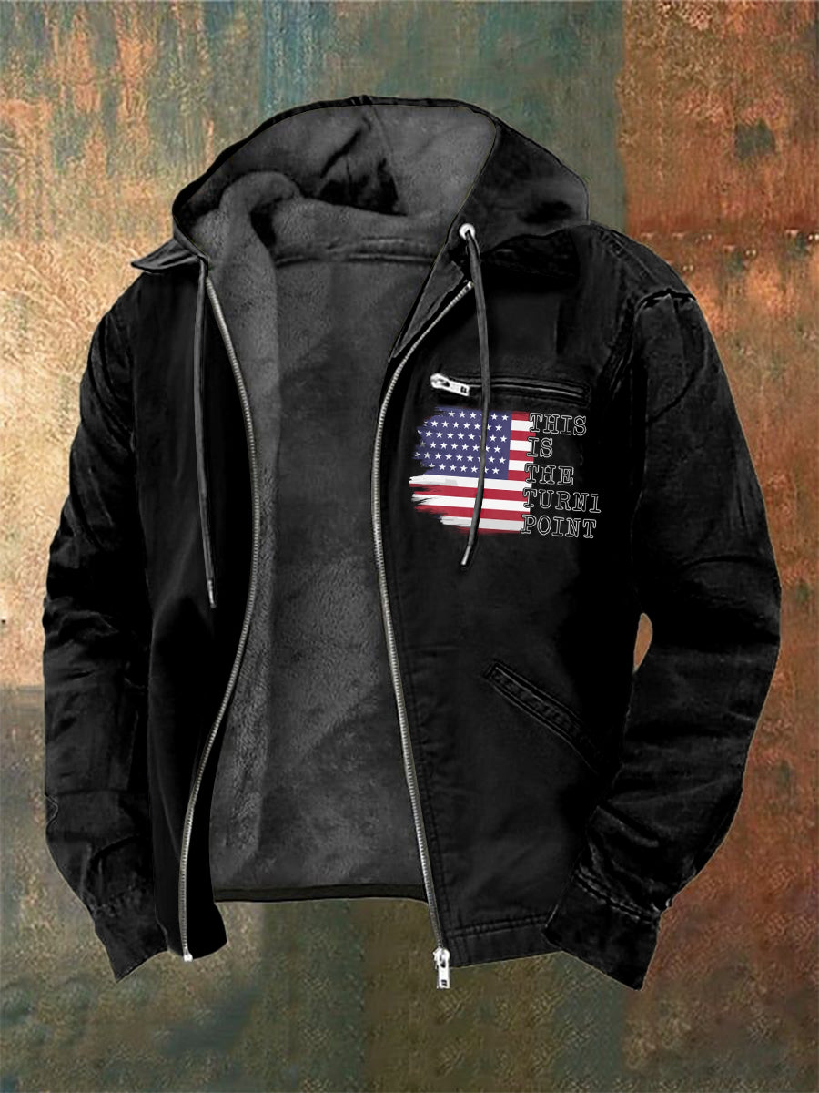 Men's Charlie Kirk Freedom Printed Long Sleeved Hooded Jacket
