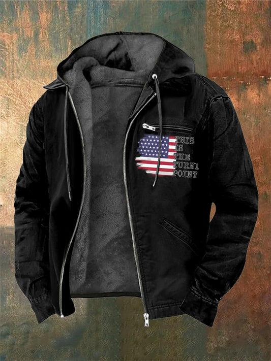 Men's Charlie Kirk Freedom Printed Long Sleeved Hooded Jacket