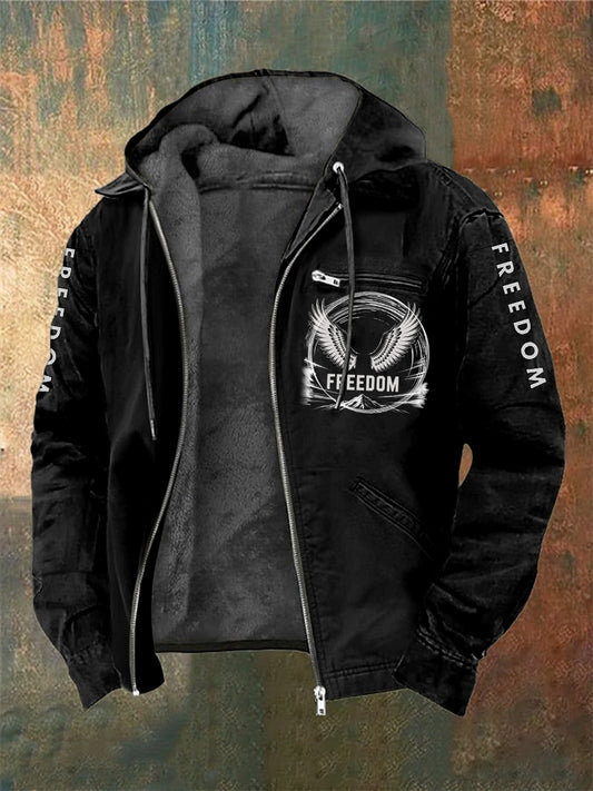 Men's Charlie Kirk Freedom Printed Long Sleeved Hooded Jacket