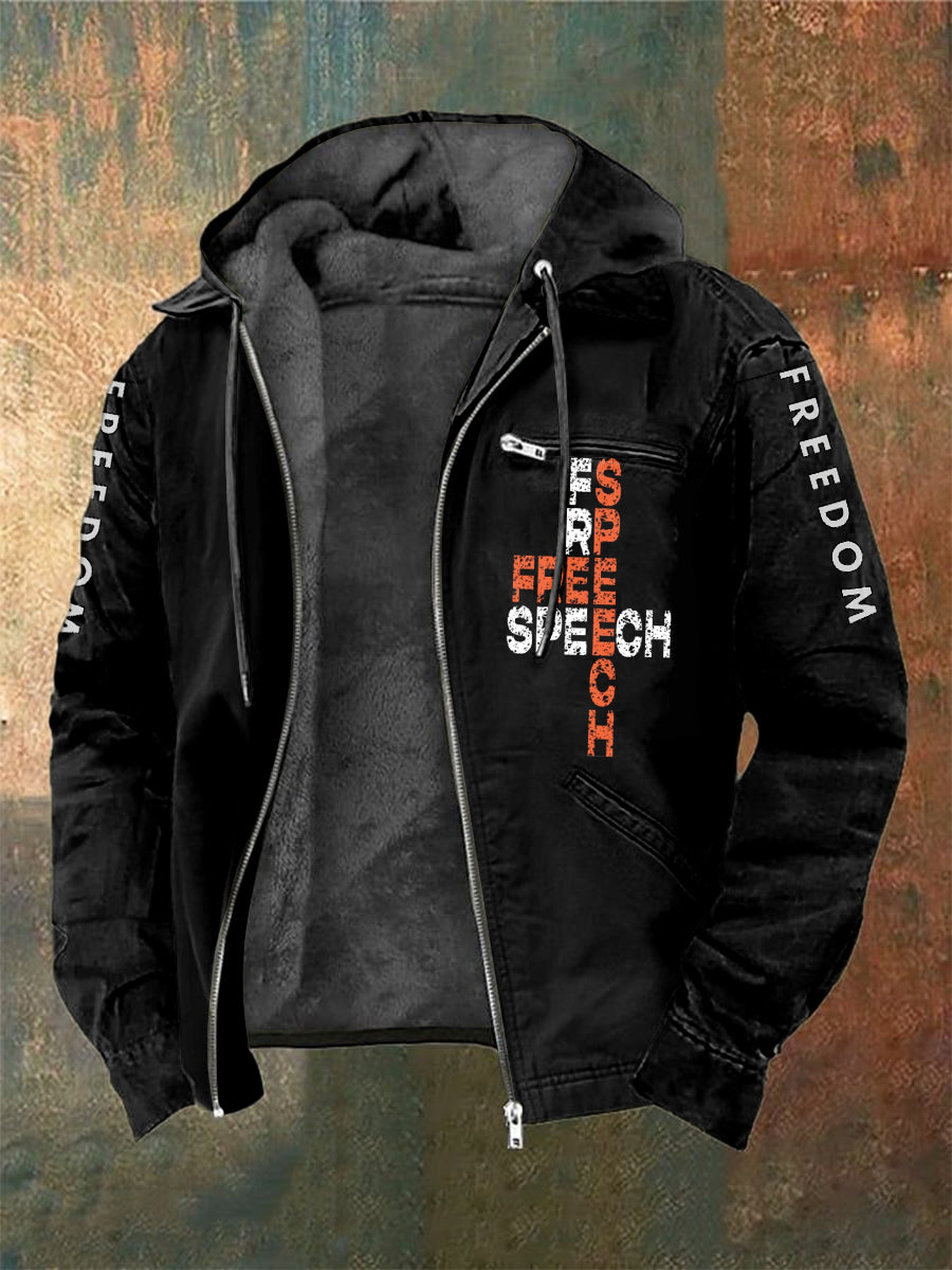 Men's Charlie Kirk Freedom Printed Long Sleeved Hooded Jacket