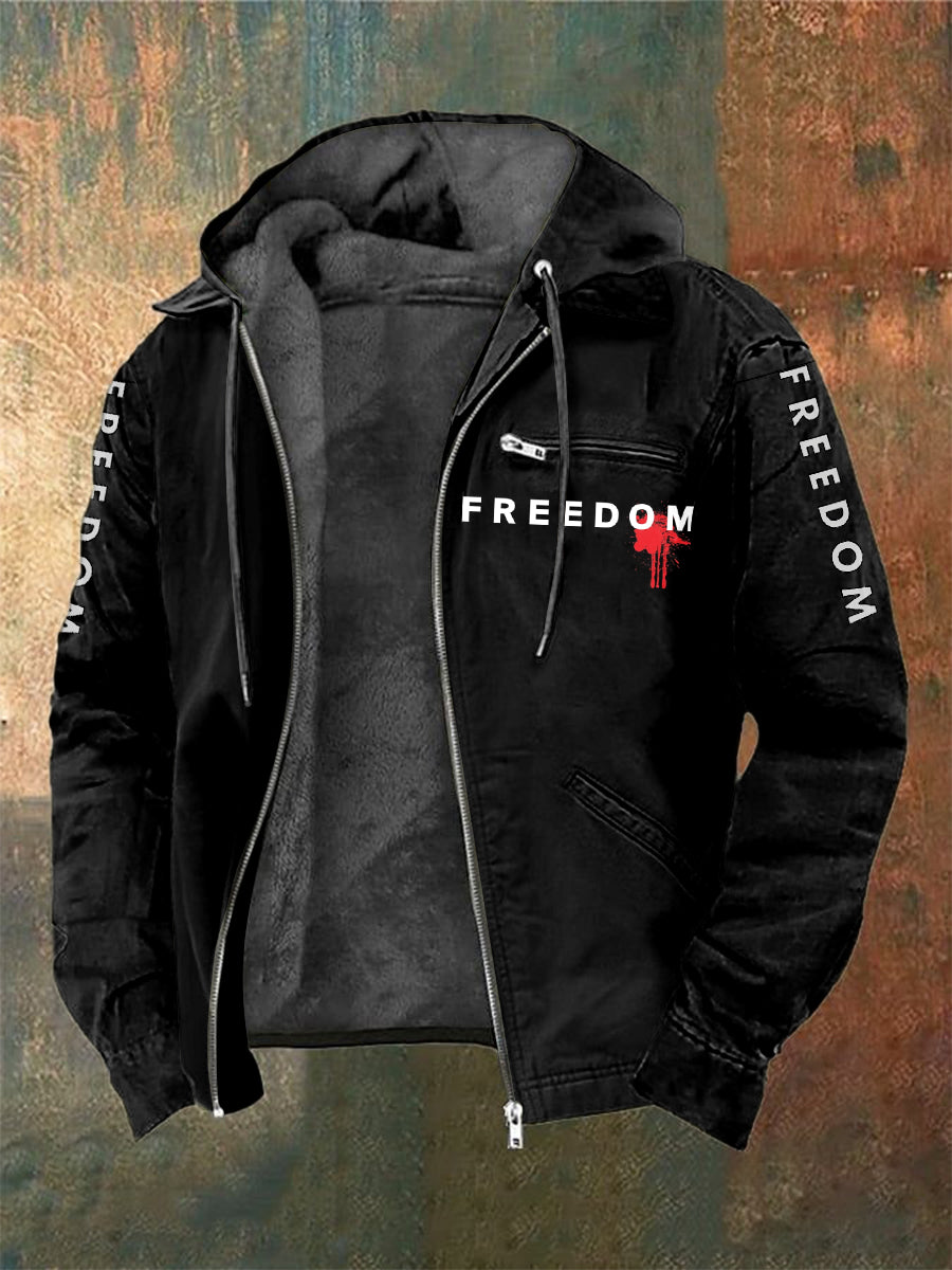 Men's Charlie Kirk Freedom Printed Long Sleeved Hooded Jacket