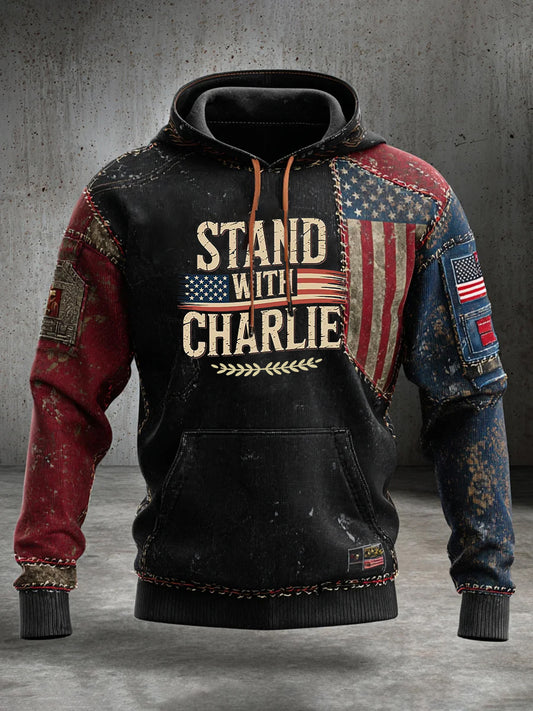 Men's "Freedom Isn't Free" American Flag Print Casual Long Sleeve Sweatshirt