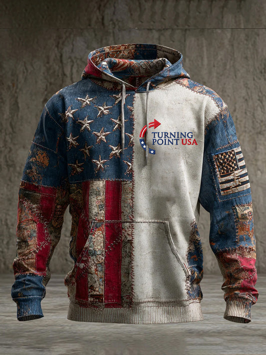 Men's "Freedom Isn't Free" American Flag Print Casual Long Sleeve Sweatshirt
