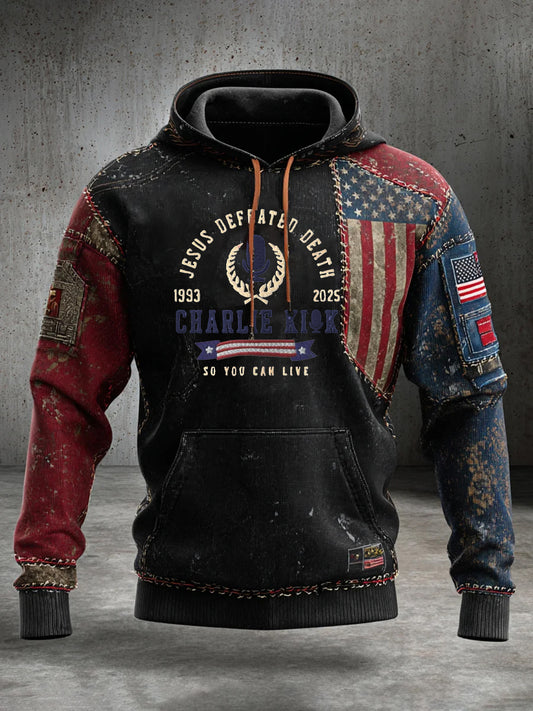 Men's "Freedom Isn't Free" American Flag Print Casual Long Sleeve Sweatshirt