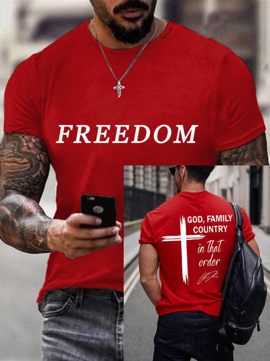 Men's God, Family, Country. In That Order Freedom Charlie Kirk Tee