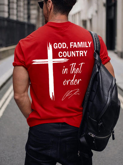 Men's God, Family, Country. In That Order Freedom Charlie Kirk Tee