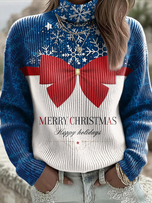 Women's Christmas Bow Turtleneck Sweater