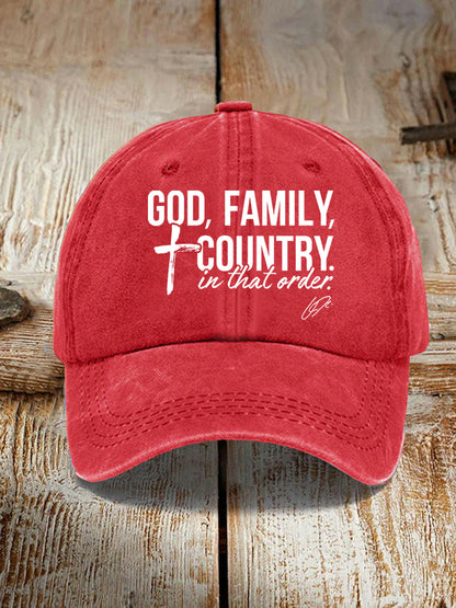 Unisex God, Family, Country In That Order Charlie Kirk Hat