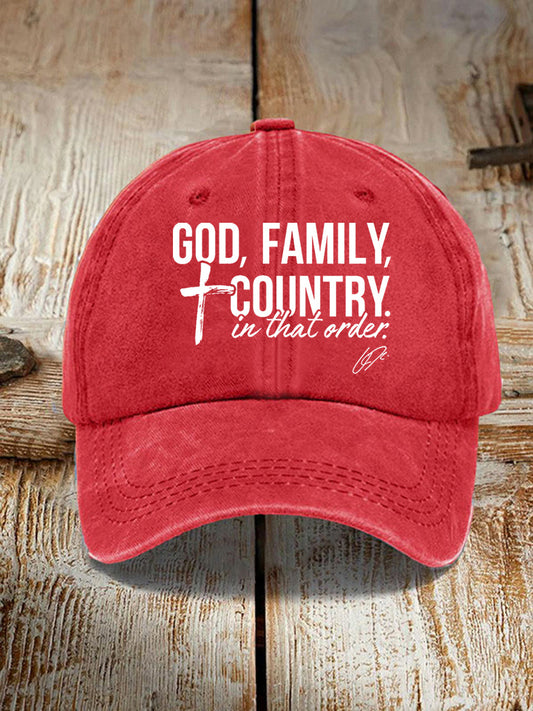 Unisex God, Family, Country In That Order Charlie Kirk Hat