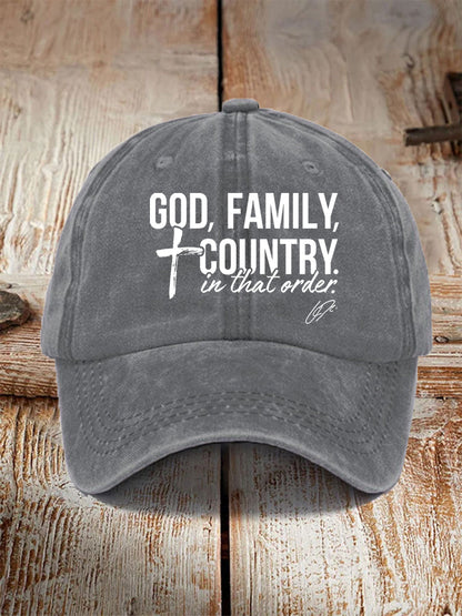 Unisex God, Family, Country In That Order Charlie Kirk Hat