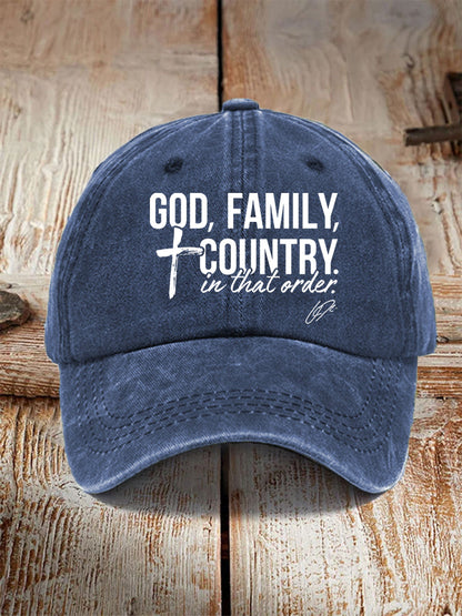 Unisex God, Family, Country In That Order Charlie Kirk Hat