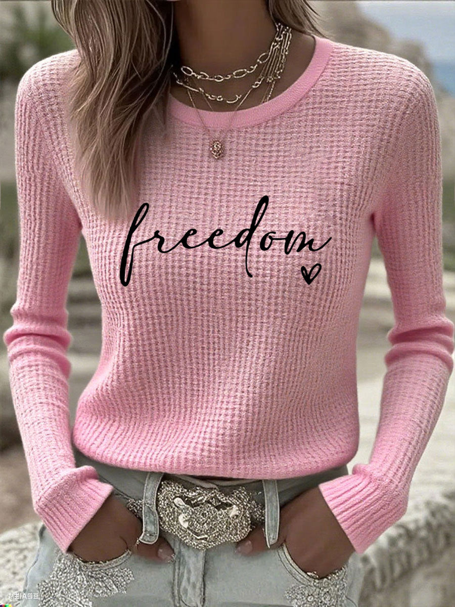 Women's Freedom Charlie Kirk Long Sleeve Waffle Top