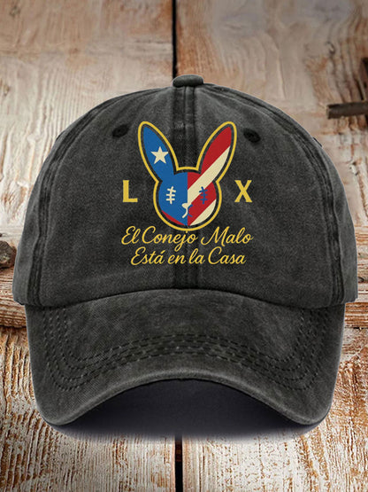 Unisex Bunny Football Music Lover Print Hat