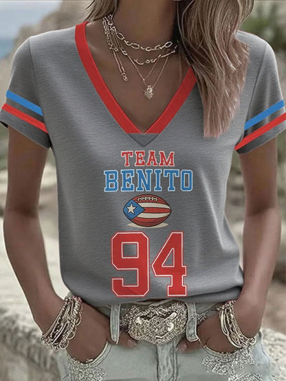 Women's Bunny Football Music Lover Printed T-shirt