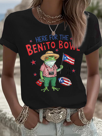 Women's Bunny Football Music Lover Printed T-shirt